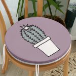 - RealHomes Yuvarlak Fermuarlı Minder - Realhomes Açık Mor Zemin Sade Kaktüs Tasarımlı Dijital Baskılı Yuvarlak Fermuarlı Sandalye Minderi Realhomes