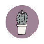 - RealHomes Yuvarlak Fermuarlı Minder - Realhomes Açık Mor Zemin Sade Kaktüs Tasarımlı Dijital Baskılı Yuvarlak Fermuarlı Sandalye Minderi Realhomes