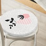 - RealHomes Yuvarlak Fermuarlı Minder - Realhomes  Krem Kumlama Zemin Vazo Desenli Dijital Baskılı Modern Yuvarlak Fermuarlı Sandalye Minderi Realhomes