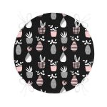 - RealHomes Yuvarlak Fermuarlı Minder - Realhomes  Siyah Zemin Vazo Desenli Dijital Baskılı Modern Yuvarlak Fermuarlı Sandalye Minderi Realhomes