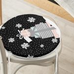 - RealHomes Yuvarlak Fermuarlı Minder - Realhomes Siyah Kar Taneli Zemin Hediye Paketleri Desenli Dijital Baskılı Modern Yuvarlak Fermuarlı Sandalye Minderi Realhomes