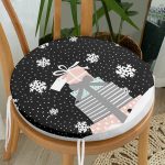 - RealHomes Yuvarlak Fermuarlı Minder - Realhomes Siyah Kar Taneli Zemin Hediye Paketleri Desenli Dijital Baskılı Modern Yuvarlak Fermuarlı Sandalye Minderi Realhomes