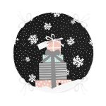 - RealHomes Yuvarlak Fermuarlı Minder - Realhomes Siyah Kar Taneli Zemin Hediye Paketleri Desenli Dijital Baskılı Modern Yuvarlak Fermuarlı Sandalye Minderi Realhomes