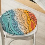 Etnik Desen Tasarımlı Dijital Baskılı Modern Yuvarlak Fermuarlı Sandalye Minderi Realhomes