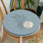 Soyut Çizimli Çiçek Tasarımlı Dijital Baskılı Yuvarlak Fermuarlı Sandalye Minderi Realhomes