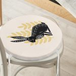 - RealHomes Yuvarlak Fermuarlı Minder - Realhomes Tavşan Silüetli Özel Tasarım Dijital Baskılı Modern Yuvarlak Fermuarlı Sandalye Minderi Realhomes