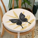 - RealHomes Yuvarlak Fermuarlı Minder - Realhomes  Kelebek Silüetli Özel Tasarım Dijital Baskılı Yuvarlak Fermuarlı Sandalye Minderi Realhomes