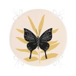 - RealHomes Yuvarlak Fermuarlı Minder - Realhomes  Kelebek Silüetli Özel Tasarım Dijital Baskılı Yuvarlak Fermuarlı Sandalye Minderi Realhomes