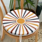 - RealHomes Yuvarlak Fermuarlı Minder - Realhomes  Güneş ve Renkli Işınları Özel Tasarım Dijital Baskılı Modern Yuvarlak Fermuarlı Sandalye Minderi Realhomes