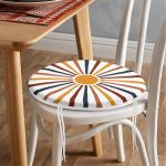 - RealHomes Yuvarlak Fermuarlı Minder - Realhomes  Güneş ve Renkli Işınları Özel Tasarım Dijital Baskılı Modern Yuvarlak Fermuarlı Sandalye Minderi Realhomes