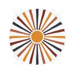 - RealHomes Yuvarlak Fermuarlı Minder - Realhomes  Güneş ve Renkli Işınları Özel Tasarım Dijital Baskılı Modern Yuvarlak Fermuarlı Sandalye Minderi Realhomes