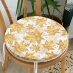 - RealHomes Yuvarlak Fermuarlı Minder - Realhomes  Gold Yaprak Motifli Dijital Baskılı Modern Yuvarlak Fermuarlı Sandalye Minderi Realhomes
