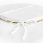 - RealHomes Yuvarlak Fermuarlı Minder - Realhomes  Gold Yaprak Motifli Dijital Baskılı Modern Yuvarlak Fermuarlı Sandalye Minderi Realhomes