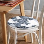 Suluboya Çizimli Kış Temalı Çam Ağaçları Dijital Baskılı Yuvarlak Fermuarlı Sandalye Minderi Realhomes