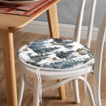 - RealHomes Yuvarlak Fermuarlı Minder - Realhomes Suluboya Çam Ağacı & Geyik Tasarımlı Dijital Baskılı Modern Yuvarlak Fermuarlı Sandalye Minderi Realhomes