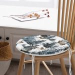 - RealHomes Yuvarlak Fermuarlı Minder - Realhomes Suluboya Çam Ağacı & Geyik Tasarımlı Dijital Baskılı Modern Yuvarlak Fermuarlı Sandalye Minderi Realhomes