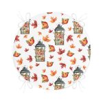 Şamdan & Sonbahar Tasarımlı Dijital Baskılı Modern Yuvarlak Fermuarlı Sandalye Minderi Realhomes