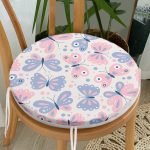 - RealHomes Yuvarlak Fermuarlı Minder - Realhomes Renkli Kelebek Motifli Dijital Baskılı Modern Yuvarlak Fermuarlı Sandalye Minderi Realhomes