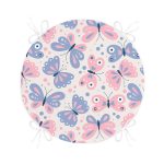 - RealHomes Yuvarlak Fermuarlı Minder - Realhomes Renkli Kelebek Motifli Dijital Baskılı Modern Yuvarlak Fermuarlı Sandalye Minderi Realhomes