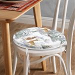 - RealHomes Yuvarlak Fermuarlı Minder - Realhomes Kış Temalı Bağ Evi & Geyik Tasarımlı Dijital Baskılı Modern Yuvarlak Fermuarlı Sandalye Minderi Realhomes