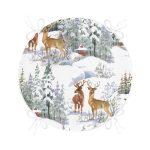 - RealHomes Yuvarlak Fermuarlı Minder - Realhomes Kış Temalı Bağ Evi & Geyik Tasarımlı Dijital Baskılı Modern Yuvarlak Fermuarlı Sandalye Minderi Realhomes