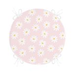 Pembe Zemin Papatya Tasarımlı Dijital Baskılı Yuvarlak Fermuarlı Sandalye Minderi Realhomes