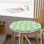 Yeşil Zemin Papatya Özel Tasarımlı Dijital Baskılı Modern Yuvarlak Fermuarlı Sandalye Minderi Realhomes