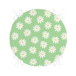 Yeşil Zemin Papatya Özel Tasarımlı Dijital Baskılı Modern Yuvarlak Fermuarlı Sandalye Minderi Realhomes