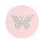 - RealHomes Yuvarlak Fermuarlı Minder - Realhomes  Pembe Zemin Papatyadan Kelebek Tasarımlı Dijital Baskılı Yuvarlak Fermuarlı Sandalye Minderi Realhomes