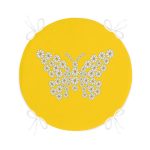 - RealHomes Yuvarlak Fermuarlı Minder - Realhomes Sarı Zemin Papatyadan Kelebek Tasarımlı Dijital Baskılı Yuvarlak Fermuarlı Sandalye Minderi Realhomes