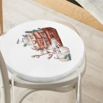 - RealHomes Yuvarlak Fermuarlı Minder - Realhomes Özel Tasarım Kış Temalı Dijital Baskılı Yuvarlak Fermuarlı Sandalye Minderi Realhomes