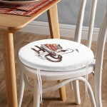 Özel Tasarım Kış Temalı Dijital Baskılı Modern Yuvarlak Fermuarlı Sandalye Minderi Realhomes