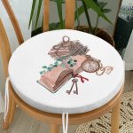 - RealHomes Yuvarlak Fermuarlı Minder - Realhomes  Özel Tasarım Kitap Temalı Dijital Baskılı Modern Yuvarlak Fermuarlı Sandalye Minderi Realhomes