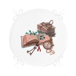 - RealHomes Yuvarlak Fermuarlı Minder - Realhomes  Özel Tasarım Kitap Temalı Dijital Baskılı Modern Yuvarlak Fermuarlı Sandalye Minderi Realhomes