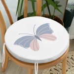 - RealHomes Yuvarlak Fermuarlı Minder - Realhomes  Mavi Pembe Kelebek Desenli Dijital Baskılı Yuvarlak Fermuarlı Sandalye Minderi Realhomes