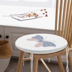 - RealHomes Yuvarlak Fermuarlı Minder - Realhomes  Mavi Pembe Kelebek Desenli Dijital Baskılı Yuvarlak Fermuarlı Sandalye Minderi Realhomes