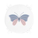 - RealHomes Yuvarlak Fermuarlı Minder - Realhomes  Mavi Pembe Kelebek Desenli Dijital Baskılı Yuvarlak Fermuarlı Sandalye Minderi Realhomes