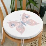 Pembe Kelebek Tasarımlı Dijital Baskılı Modern Yuvarlak Fermuarlı Sandalye Minderi Realhomes