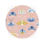 - RealHomes Yuvarlak Fermuarlı Minder - Realhomes  Pembe Zemin Renkli Kelebekler Özel Tasarım Dijital Baskılı Modern Yuvarlak Fermuarlı Sandalye Minderi Realhomes