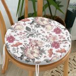 - RealHomes Yuvarlak Fermuarlı Minder - Realhomes  Papatya & Gül Tasarımlı Dijital Baskılı Yuvarlak Fermuarlı Sandalye Minderi Realhomes