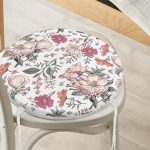 - RealHomes Yuvarlak Fermuarlı Minder - Realhomes  Papatya & Gül Tasarımlı Dijital Baskılı Yuvarlak Fermuarlı Sandalye Minderi Realhomes