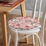 - RealHomes Yuvarlak Fermuarlı Minder - Realhomes Papatya & Gül Tasarımlı Dijital Baskılı Yuvarlak Fermuarlı Sandalye Minderi Realhomes