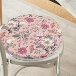 - RealHomes Yuvarlak Fermuarlı Minder - Realhomes Papatya & Gül Tasarımlı Dijital Baskılı Yuvarlak Fermuarlı Sandalye Minderi Realhomes