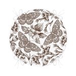 Karakalem Çiçek & Kelebek Desenli Dijital Baskılı Yuvarlak Fermuarlı Sandalye Minderi Realhomes