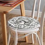 - RealHomes Yuvarlak Fermuarlı Minder - Realhomes  Karakalem Çiçek & Portre Desenli Dijital Baskılı Yuvarlak Fermuarlı Sandalye Minderi Realhomes