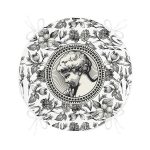 - RealHomes Yuvarlak Fermuarlı Minder - Realhomes  Karakalem Çiçek & Portre Desenli Dijital Baskılı Yuvarlak Fermuarlı Sandalye Minderi Realhomes