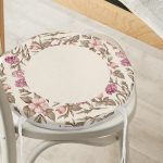 Renkli Çiçek Çerçeveli Dijital Baskılı Modern Yuvarlak Fermuarlı Sandalye Minderi Realhomes
