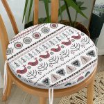 Etnik İskandinav Motifli Dijital Baskılı Yuvarlak Fermuarlı Sandalye Minderi Realhomes