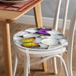 Kelebek Desenli Dijital Baskılı Yuvarlak Fermuarlı Sandalye Minderi Realhomes