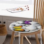 Kelebek Desenli Dijital Baskılı Yuvarlak Fermuarlı Sandalye Minderi Realhomes